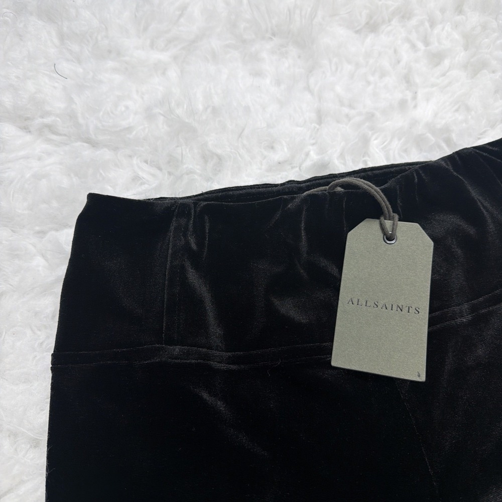 ALLSAINTS Cora Velvet Leggings In Black Women's Size 6 Velour Track Stretch New!